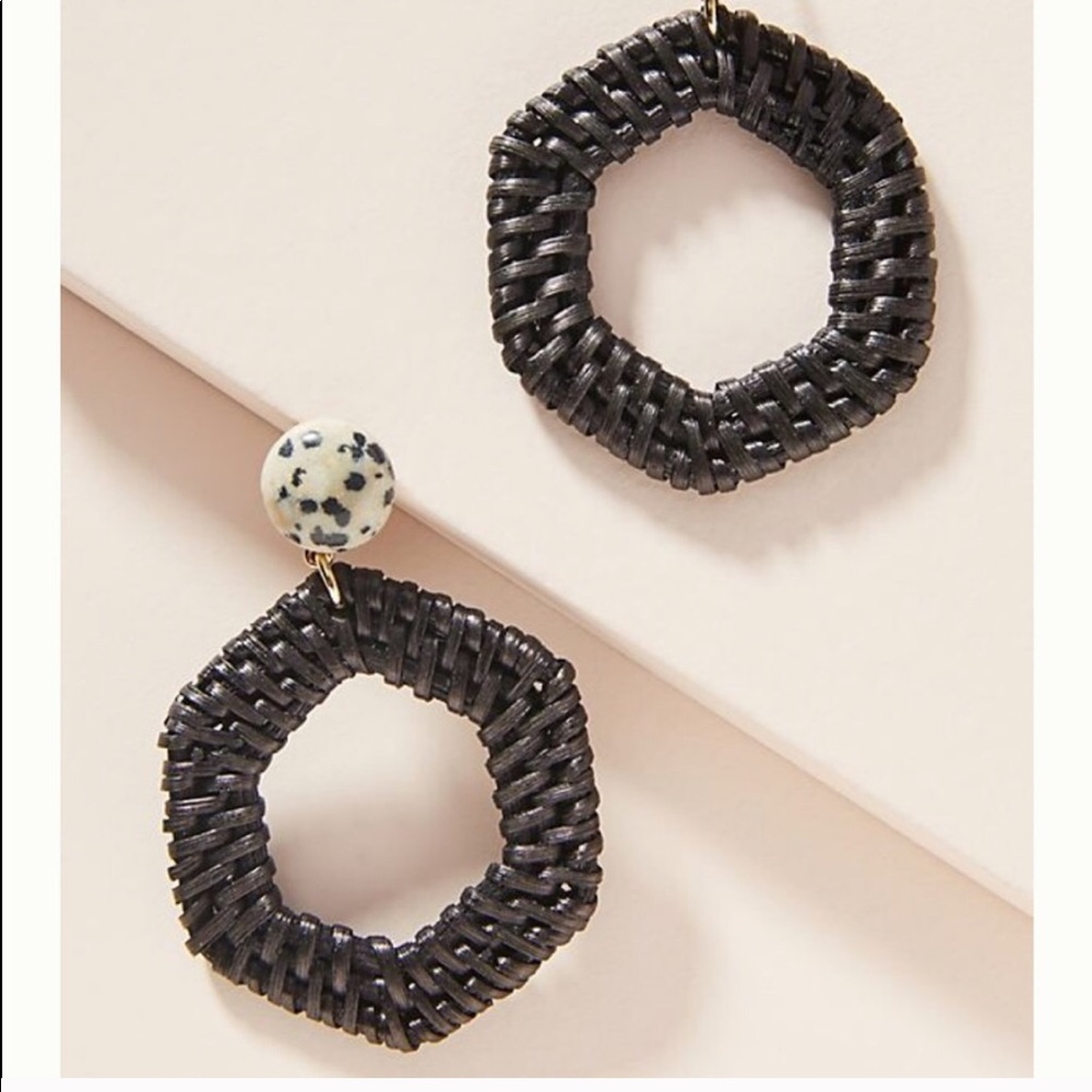 NEW Anthropology Courtney Wicker Hoop Earrings. Never worn.
